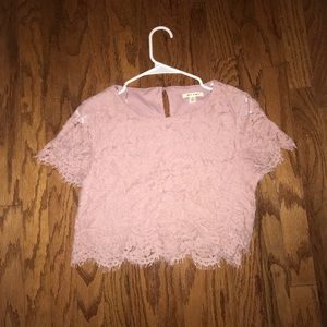 Pink lace crop top